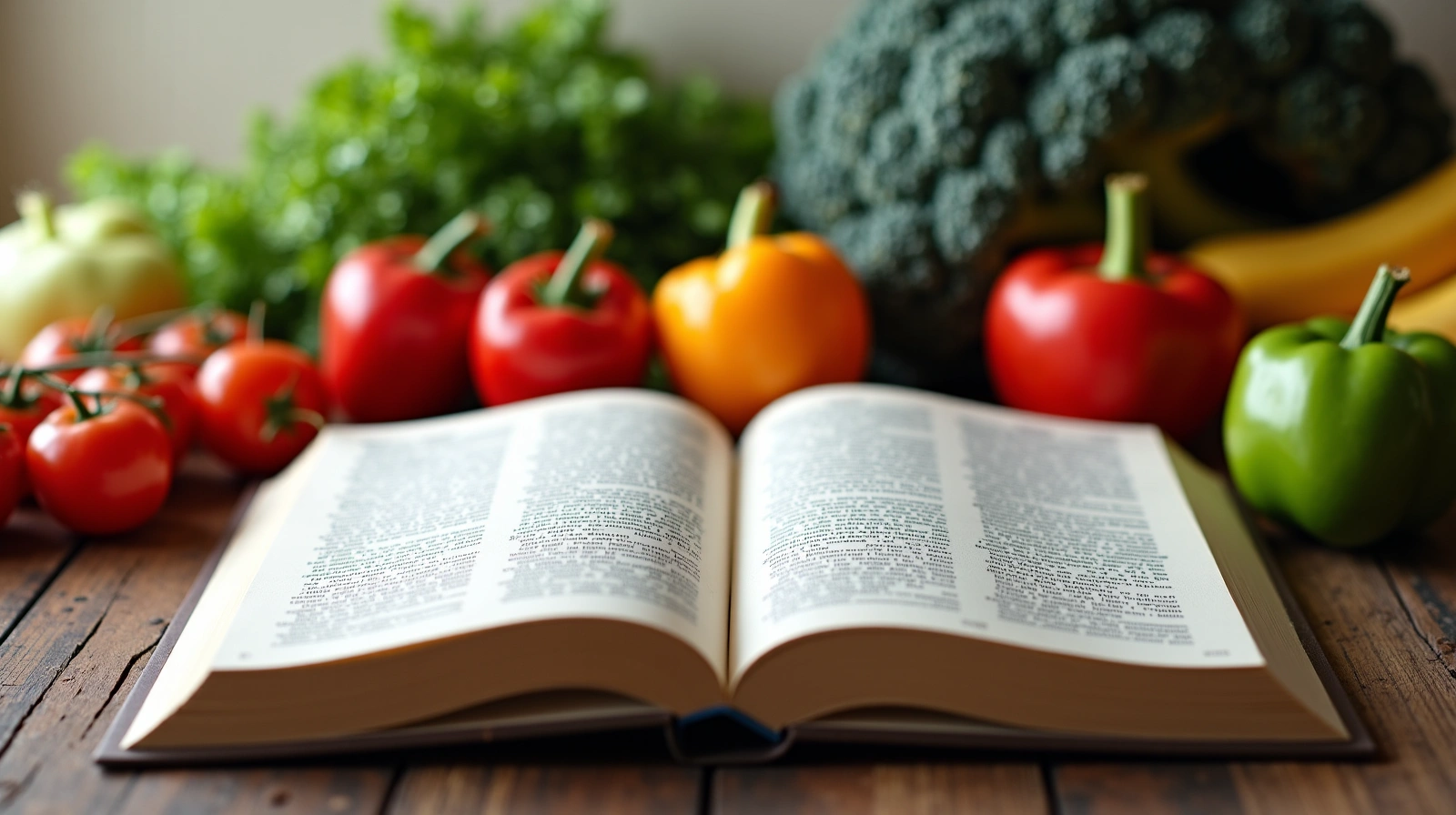 Libro abierto, ingredientes saludables y un ambiente acogedor de lectura