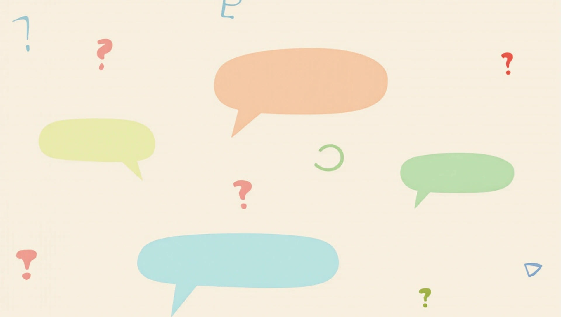 Speech bubbles and question marks on a clean background, symbolizing frequently asked questions and clarity.